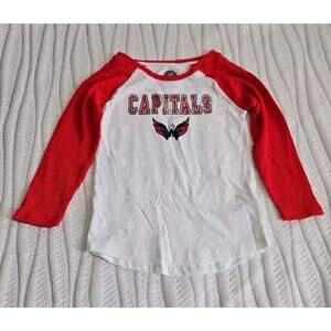 NHL Washington Capitals Kids Long Sleeve T Shirt Size Large 10/12 White & Red